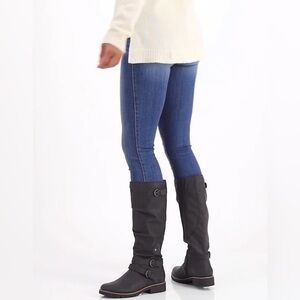 American Rag Womens Brinley Faux Leather Motorcycle Boots Size 8M Charcoal